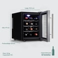 thumbnail image 3 of Cava Enfriador De Vino 12 Botellas 33L Acero Inoxidable Temperatura Regulable Voltio negro, 3 of 5