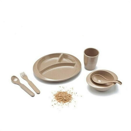 Panda Superstore PS-BAB166802011-HIROCO00900 6 Piece Natural Rice Husk Unbreak & Heat Insulation Baby Dinnerware Sets