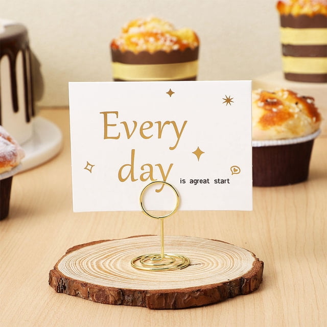 HOOWIFFY 25pcs Centerpiece Photo Holder Golden Carbon Steel Simple Design for Anniversary