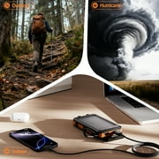 بنك الطاقة الشمسية Solpowben 20000mAh متوافق مع iPhone بنك الطاقة الشمسية المحمول مع منفذي USB 5 فولت 2 مصباح يدوي حزمة بطارية البوصلة للتخييم في الهواء الطلق والمشي لمسافات طويلة (برتقالي)