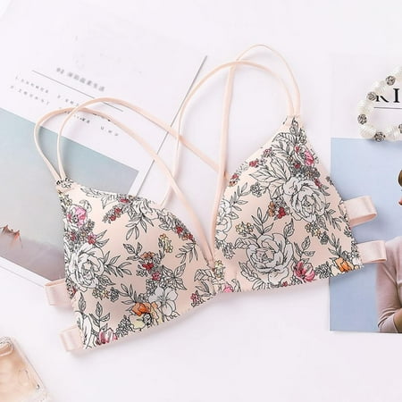 

Malisata Clearance Women Flower Printed Cozy Bras Front Buckle Wireless Bralette Comfortable Lingerie Comfort Push Up Floral Bras