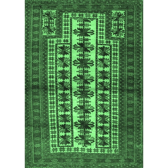 Ahgly Company Indoor Rectangle Persian Emerald Green Traditional Area Rugs, 5' x 7'