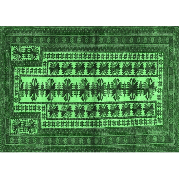 Ahgly Company Indoor Rectangle Persian Emerald Green Traditional Area Rugs, 7' x 9'