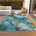 thumbnail image 6 of HomeRoots 623231 8 x 10 ft. Teal, Blue & Ivory Floral Washable Transitional Indoor & Outdoor Rectangle Area Rug, 6 of 9