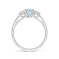 thumbnail image 2 of ANGARA Natural Three Stone Oval 1 ct Aquamarine and Half Moon Diamond Ring in 14K White Gold for Women (Size-8x6mm) | March Birthstone, Anniversary, Jewelry Gift for Women | Natural Aquamarine Ring, 2 of 9