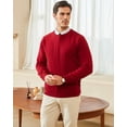 thumbnail image 6 of Kallspin Men's Cotton Crew Neck Sweater Regular Fit Long Sleeve Pullover Casual Cozy Stylish Sweater((Red,Large), 6 of 9
