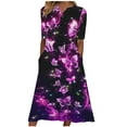 thumbnail image 2 of Jusqu'à 65 % de Rabais! Robes d'Été Mode pour Femmes 2024 Grande Taille Décontractées à Manches Courtes à Col en V Robe Imprimée Robe Ample, 2 of 5