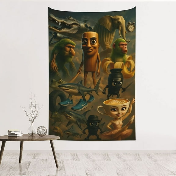 Italian Brainrot Tapestry Wall Hanging Home Decoration Wall Blanket Dormitory Living Room Bedroom Backdrop Poster( 60x40inch)