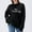 Black, variant on Women's Funny Graphic Print Oversized Pullover - Knit Long Sleeve Shirt, Casual Comfy Loose Fit Sweater