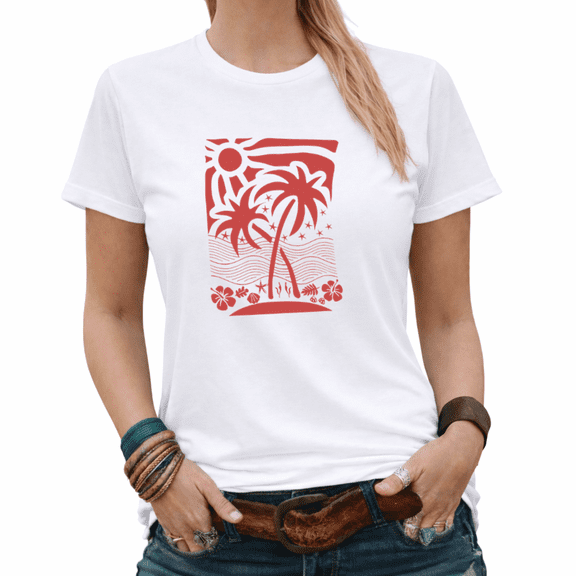Giffimy Summer Vacation Womens Print Tshirt Graphic Tees White/Black S-5XL Tops