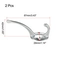 thumbnail image 2 of Unique Bargains Dual Prong Coat Hooks Wall Mounted Retro Double Hooks Utility Silver Hook for Coat Towel Hat 87mm x 29mm x 42mm 2Pcs, 2 of 4