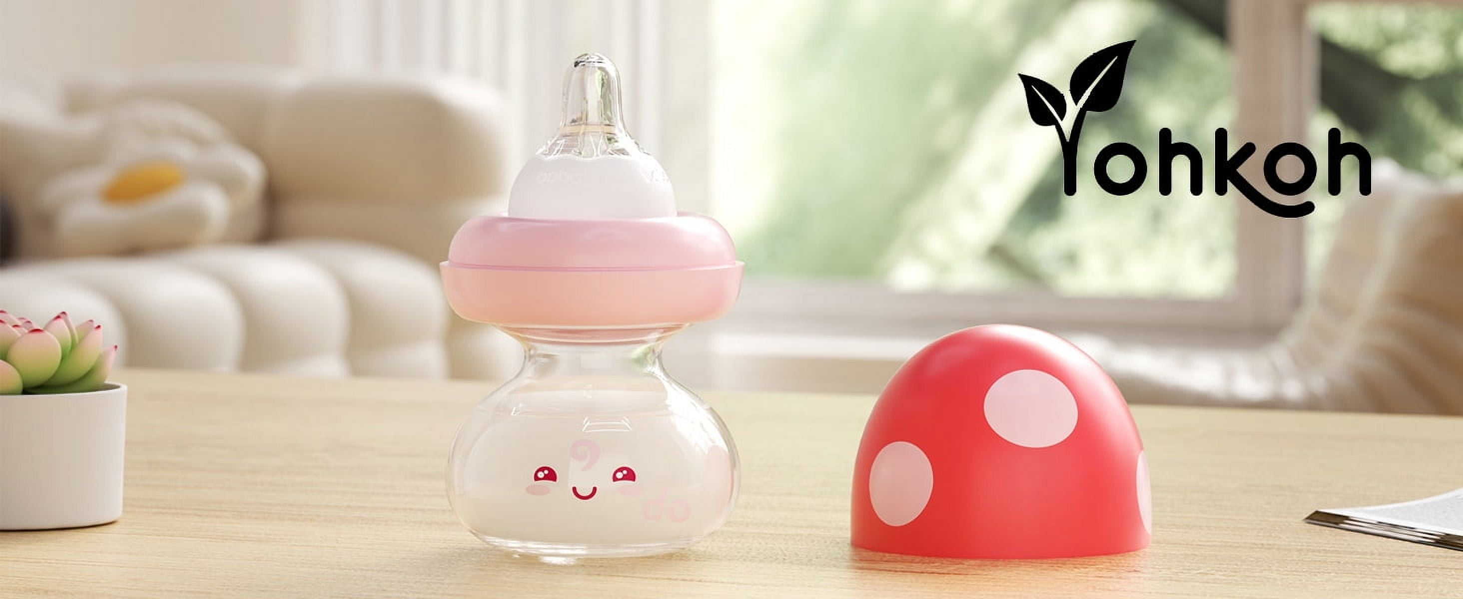 YOHKOH 80ml/2.7oz Newborn Glass Baby Bottles Set,with Slow Flow Nipple,4-Pack,Red