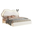 thumbnail image 6 of Merluxy Floating Twin Bed Frame with Adjustable LED Headboard, Leather Upholstered Platform Bed Frame with Wood Slats Support, Easy Assembly, White, 6 of 9