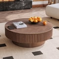 thumbnail image 3 of Kevinplus 39.37" Round Coffee Table with Storage Solid Wood Veneered Modern Tea Table for Living Room, Bedroom, Apartment,Walnut, 3 of 6