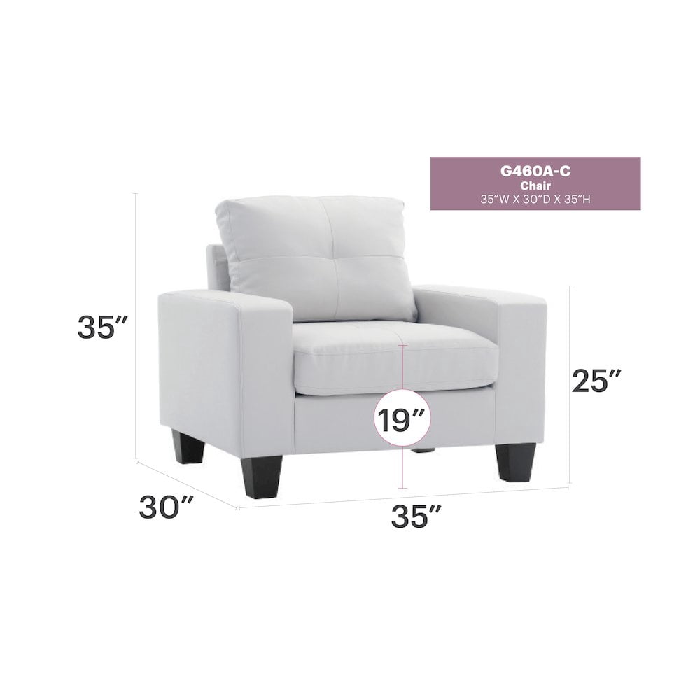 Glory Furniture Newbury Accent Chair in White Color