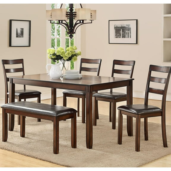 Newboti Furniture Modern 6 Piece Dining Set, Brown 10856