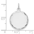 thumbnail image 2 of 925 Sterling Silver Rhodium Plated Eng. Round Polish Front Satin Back Disc Charm 24.1x17.4mm Wide 0.7mm Thick Pendant Ne, 2 of 2