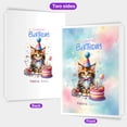 thumbnail image 2 of Happy Birthday Cute Kitten Maine Coon with Cake Gifts Party Hat 5x7in Folded Greeting Card Cat Lover Kitten Owner Gifts Single Note Card with Envelope - 00029, 2 of 5