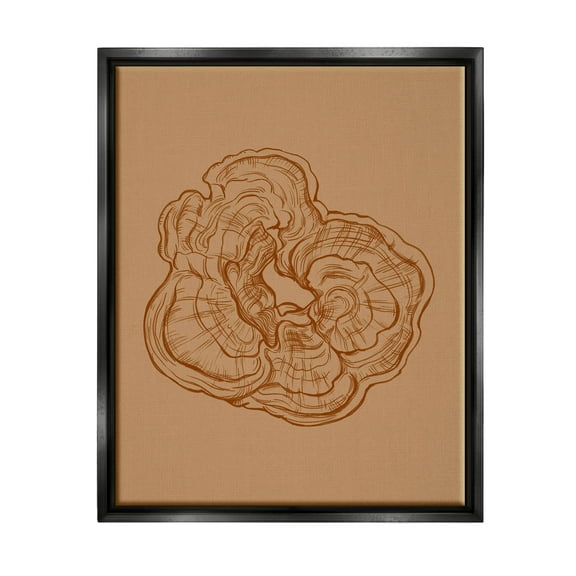 Stupell Industries Detailed Nature Botanical Fungus Graphic Art Jet Black Floating Framed Canvas Print Wall Art, Design by Ziwei Li