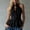 Black, variant on Women's Ruffle Trim Deep V Halter Top Y2k Going Out Sleeveless Slim Fit Tank Shirts XXL