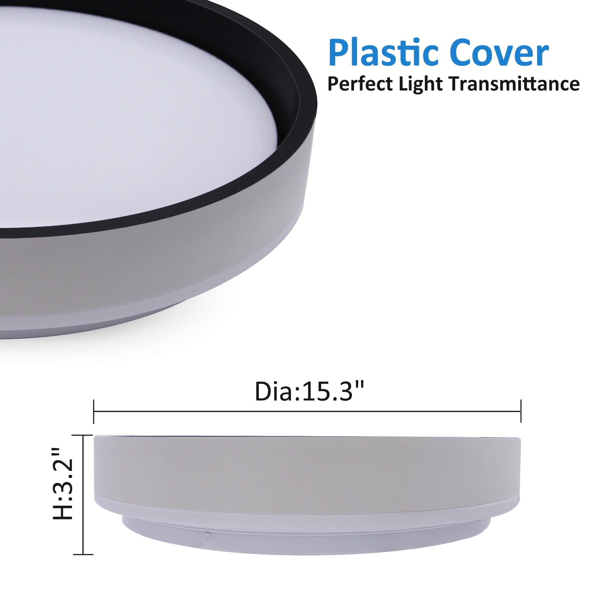MingBright 15 Inch Modern Round Light Fixtures Ceiling Mount Dimmable, 24W LED Ceiling Light, 3000K/4000K/5000K 3 Color Temperature for Bedroom, Kitchen, Living Room,Bathroom