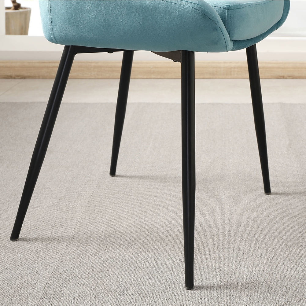 Kepooman Dining Chairs, Mid Century Modern Kitchen Velvet Upholstered Accent Leisure Chairs, Set of 2, Blue Kepooman Dining Chairs, Mid Century Modern Kitchen Velvet Upholstered Accent Leisure Chairs, Set of 2, Blue