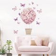 thumbnail image 1 of Adhesivos de pared con forma de globo aerostático con forma de flor rosa y mariposas, 1 of 4