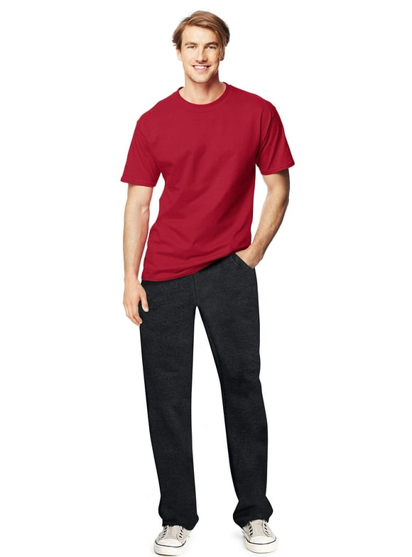 deep red hanes beefy t tall with black sweatpants mens set Pack of 1