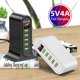 thumbnail image 2 of Cargador de teléfono 5 puertos USB 5V 4A Adaptador de carga Estación de carga portátil digital, blanco, enchufe de EE. UU. Sweethay EL001272-04, 2 of 2
