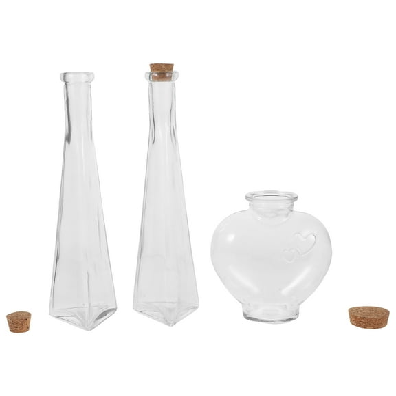 Drift Bottle Glass Jars Decorative Craft Storage Wishing Containers Carafe Favor 3 Pcs