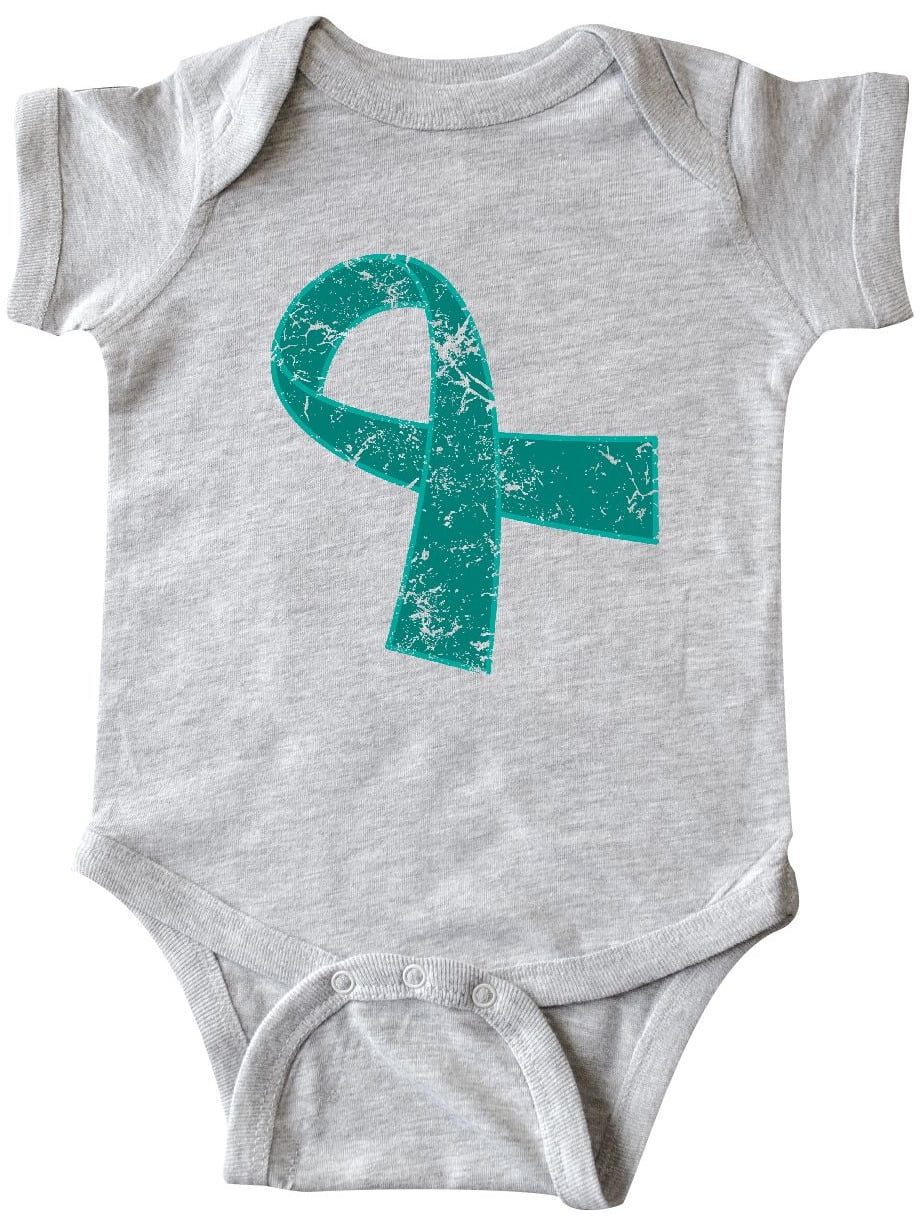 inktastic I Wear Teal for My Mom with Teal Ribbon Long Sleeve Creeper