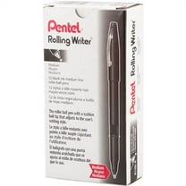 Pentel Rolling Writer Roller Ball Pen Medium Line, Black Ink