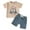 Beige, variant on Tkrady Baby Boys Fashion Outfits Summer New Casual Cartoon Graphic Short Sleeve T Shirt Crewneck Tops Shorts 2 Piece Set, Sizes 0-3 Years
