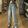 thumbnail image 1 of WILLBEST Jeans Mujer Pantalones Vaqueros de Moda para Mujer, de Cintura Alta, Rectos, Holgados, Con Parche de Estrella, de Pierna Ancha, Informales, para Atuendos Cómodos y 2025. Extra Grande, 1 of 6