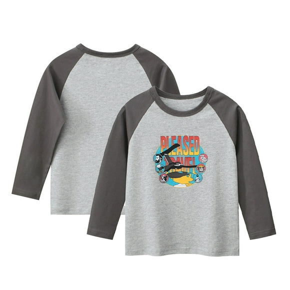 LYMAYTER Kids Boys Tees Leisure Pullover Cotton T-Shirt for Toddler Early Spring Long Sleeve Round Neck Tees 1-9Y