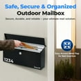 thumbnail image 4 of SereneLife Outdoor Wall Mailbox & Newspaper Holder | 0.24 FT Cubic Mailbox | Easy Installation, Secure Lock Mechanism | Ideal for Residential or Commercial Use | Wall Mountable | 15x3x11 in | Black, 4 of 8