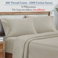 thumbnail image 5 of California Design Den King Bed Pillow Cases Set of 2 - Soft & Smooth 800 Thread Count 100% Cotton Sateen, Fits King Pillows - Beige, 5 of 11