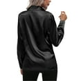 thumbnail image 4 of Frontwalk Women Shirts Long Sleeve Tops Lapel Neck Blouse Ladies Comfy Tunic Shirt Button Down Black XL, 4 of 5