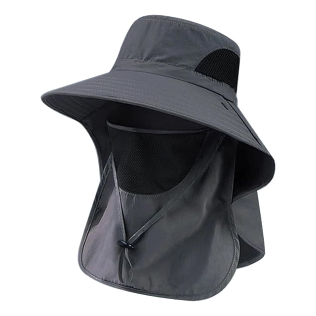 Cape de pesca para hombres sombrero de playa con correa para la barbilla para la jardinería de viajes mochilero Gris oscuro
