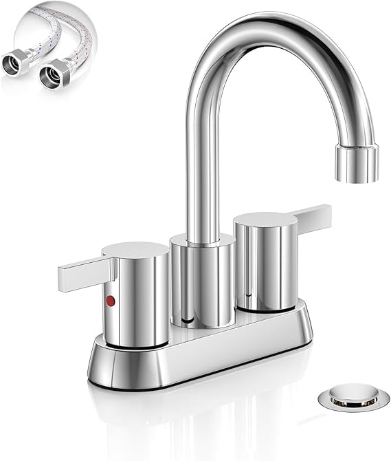 Chrome Bathroom Vanity Faucet 2-Handle 3 Holes Lavatory 4 In Centerset Mixer Tap