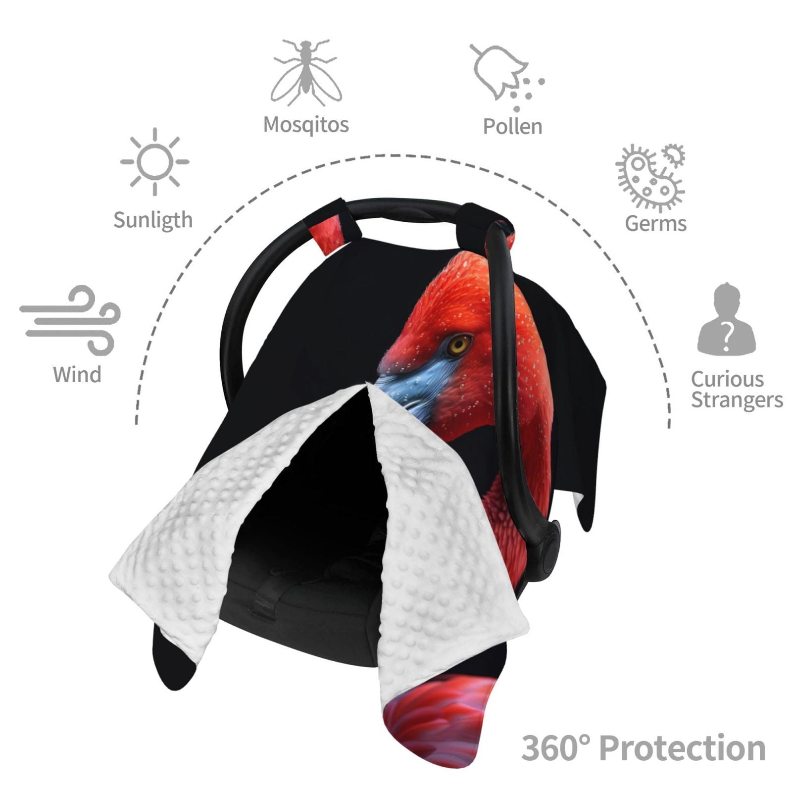 Car Seat Cover Baby - Closeup Red Flamingo Portrait Breathable Infant Car Seat Cover for Baby Carseat, Lightweight Comfort Baby Essentials Must Haves Newborn Stuff for Girl Boy