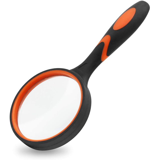 Lupa, lupa de lectura de mano 8x para niños y personas mayores, lente de vidrio de calidad que no se raya, diseño inastillable, paño de limpieza de microfibra I