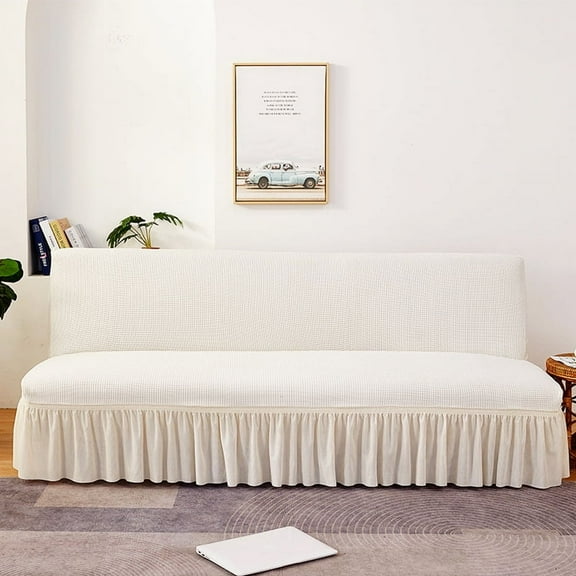 XmhyTop Sofa Cover for sofas Stretch Couch Covers for Living Room Easy Fit Washable Furniture Sofa Protector with Skirt,1 Piece 74.8-82.67inch (White)