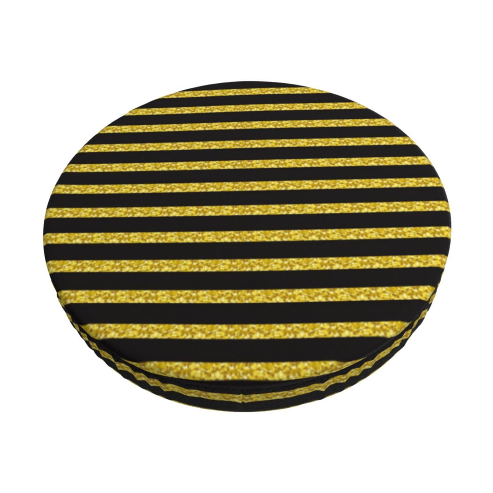 Easygdp Gold Glitter Print Easy To Install Bar Stool Covers&Stool Covers Round&Elastic Stool Cover, Barstool Covers,Washable&Bottom With Elastic Edge-13 inch