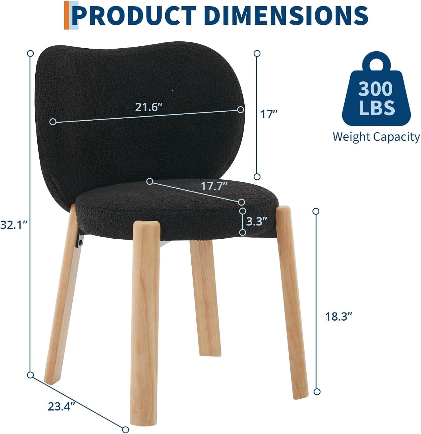 Heart Back Accent Chair - Plush Teddy Fabric Vanity Chair, Small Space Armless Makeup Desk Chair for Bedroom/Dressing Room, 300 Lbs Capacity, Easy Assembly