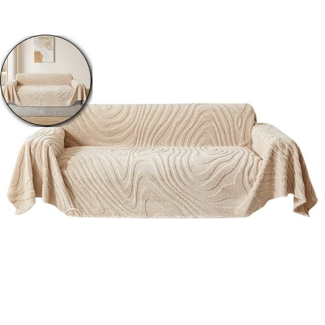 Dvruxg Soft Plush Geometric Quilted Couch Sofa Cover Boho Couch Cover Solid Color Washable Sofa Slipcover Furniture Protector for Dogs Cats(Beige)