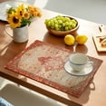 thumbnail image 2 of Red Beige Placemats Set of 6, Vintage Boho Ethnic Geometric Abstract Art Placemats for Dining Table, Place Mats for Kitchen Tabletop, Waterproof Wipeable Dining Table Mats Set, 2 of 9