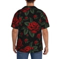 thumbnail image 3 of Pofeuu Roses Print Mens Casual Short Sleeve Shirts Beach Summer Spread Collar Pocket Tops Men's Casual Short-sleeved Shirt-3X-Large, 3 of 5