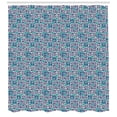 thumbnail image 3 of Vintage Shower Curtain, Geometrical Nature Themed Primitive Geometric Leaf in Contrast, Fabric Bathroom Set with Hooks, 69W X 70L Inches, Teal Navy Blue and Eggshell, by Ambesonne, 3 of 3