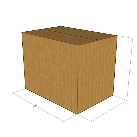 20x14x16 Kraft Brown Corrugated Shipping Boxes, 32 ECT Single-Wall, Qty 20